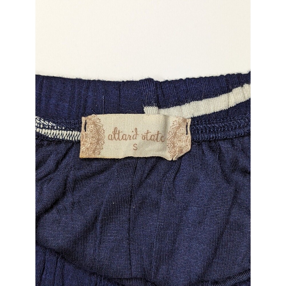 Altar'd State Womens Small Remember Me Navy Striped Dress Off the Shoulder Lined - Picture 4 of 6
